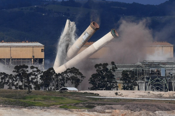 The demolition of the Hazelwood coal-fired power plant in May 2020, three years after it closed. 