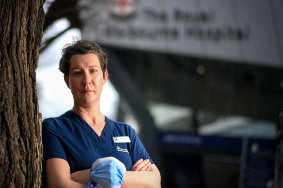 Infectious diseases nurse Grace Carroll at the Royal Melbourne Hospital. 