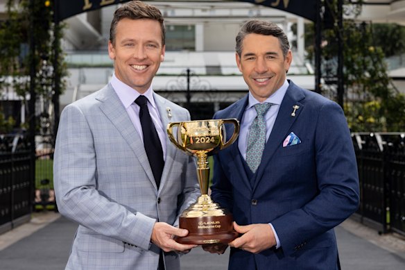 James Bracey (left) with Billy Slater at the 2024 Melbourne Cup.