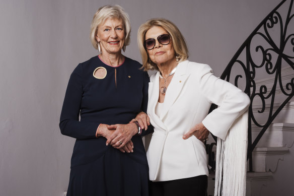 Ms Broadbent with her friend Carla Zampatti at the designer’s home in 2018.