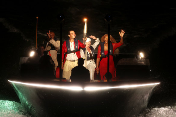 Tennis great Senera Williams (right), nearly took a tumble on the boat. 