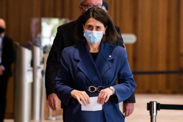 NSW Premier Gladys Berejiklian at Wednesday’s COVID-19 press briefing.