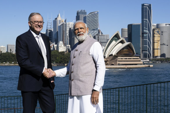 Prime Minister Anthony Albanese and Indian Prime Minister Narendra Modi on Wednesday.