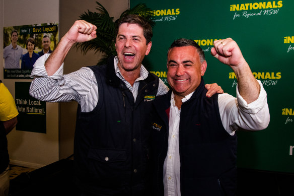 Nationals candidate David Layzell with his leader John Barilaro.