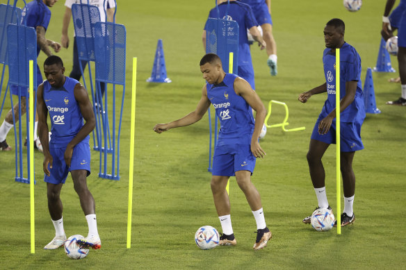 Youssouf Fofana, Kylian Mbappe, Ibrahima Konate train at the headquarters of Al Sadd SC.