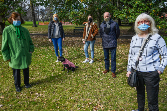 Campaigners (from left) Mary Drost, Nerida and Jess Muirden, Philip Goad and Sandra Alexander. 