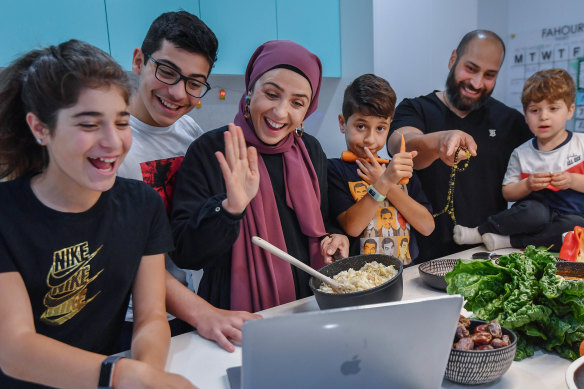 Fahour family members Hannah, Ali, Maysaa, Zackaria, Moustafa  and Zayd are planning to break the fast via Zoom with their extended family rather than meet in person.