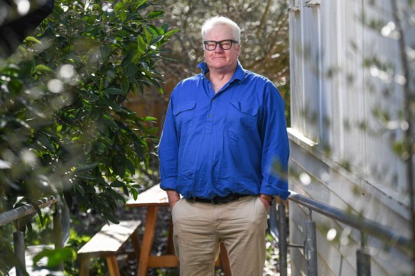 In real life, William McInnes - photographed here in the courtyard garden of the Somers General Store - is riotously good company. 