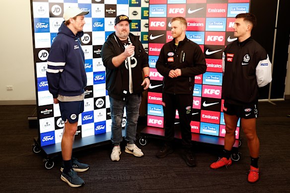 The coin toss took place in the rooms about an hour before the game, as opposed to just before out on the field.