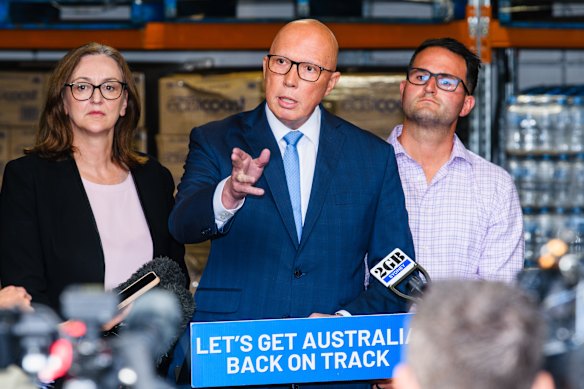 Dutton speaks to the media in Nelson Bay on the NSW Central Coast this morning.