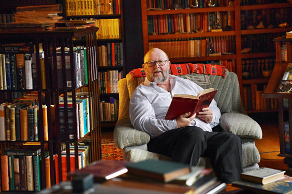 Never short of a book: Melbourne Rare Book Week convenor Chris Browne has a large personal library from 49 years of collecting.