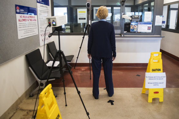 Staff at Long Bay jail hospital are temperature tested when they enter the facility.