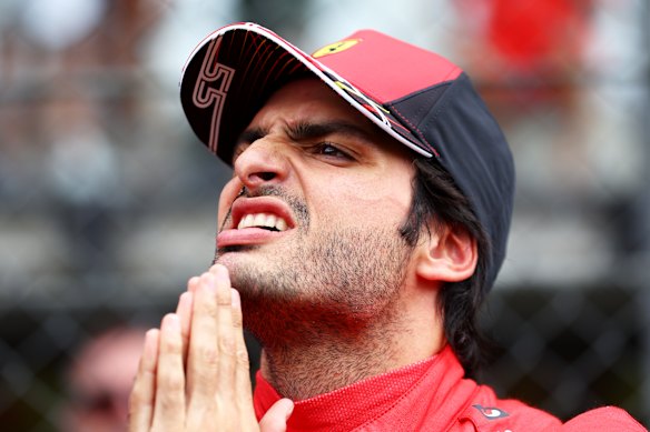 Carlos Sainz’s car went up in flames.