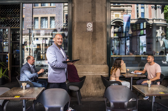 QVB Jet Bar manager John Checchia says outdoor dining will help boost George Street's appeal.