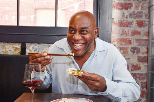 Ainsley Harriott at Melbourne's Lee Ho Fook. 