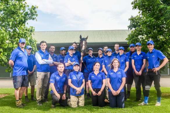 Retiring champion Hartnell, pictured with Godolphin staff.