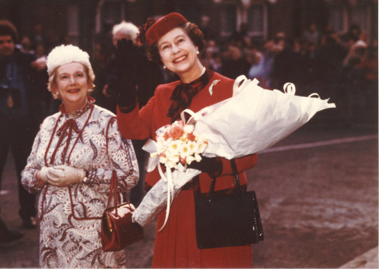Trixie Gardner with Queen Elizabeth II in 1985.