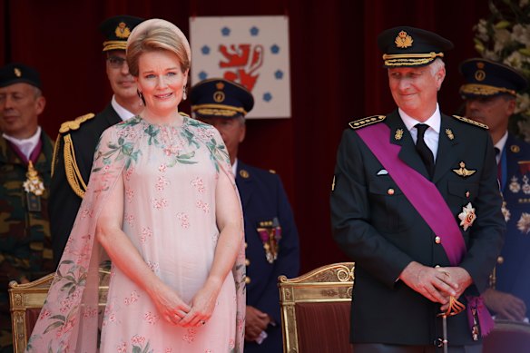 Belgium’s Queen Mathilde with King Philippe in 2021.