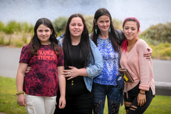 Samantha Cafaro (second left) with her daughter Madison, 10, mother Janine Kelly and sister Jayme Kelly.