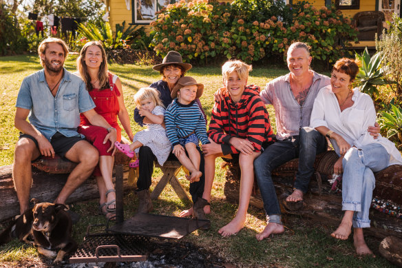 Andrew Cameron, Rosie Brown, Rachel Ward with Anouk and Zan, Tashi Gooding, his father Scott Gooding and Matilda Brown.