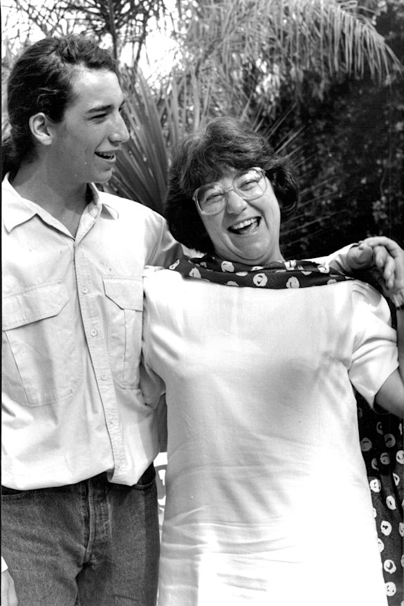 Carmen Lawrence and her son David after the swearing in ceremony at Government House, Perth on February 13, 1990.
