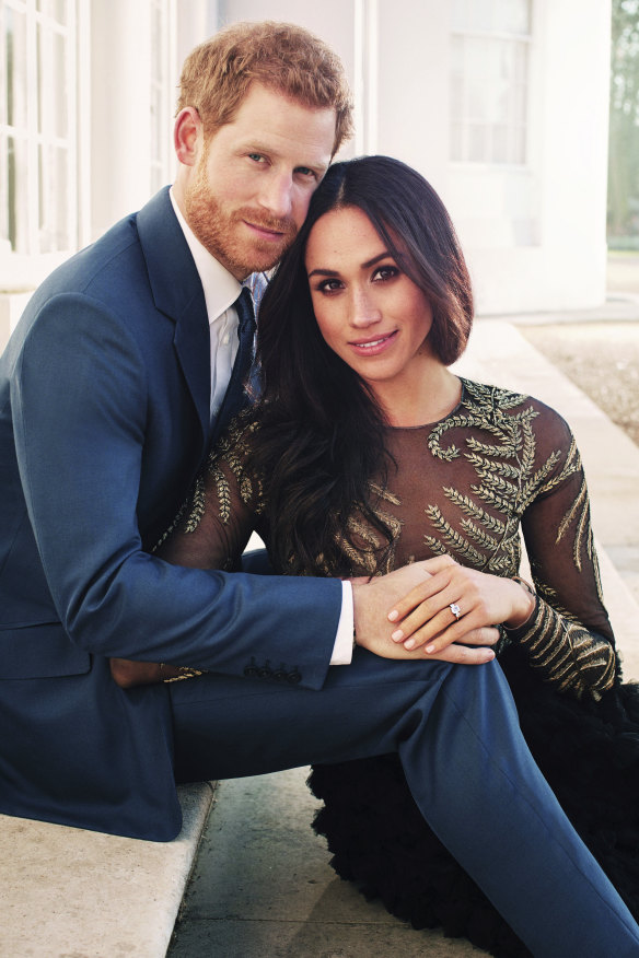 The official engagement photo in which Markle wore a Ralph & Russo gown.