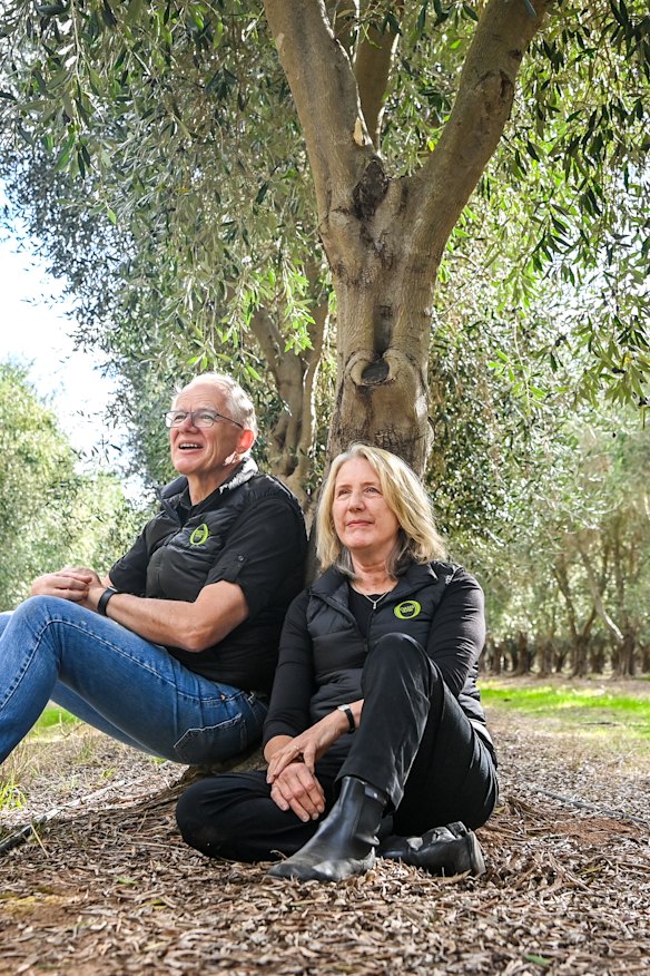 John Symington and wife Marjan on their olive farm.