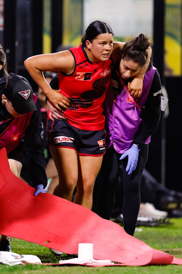 Prespakis was helped from the field at one stage during Essendon’s win.