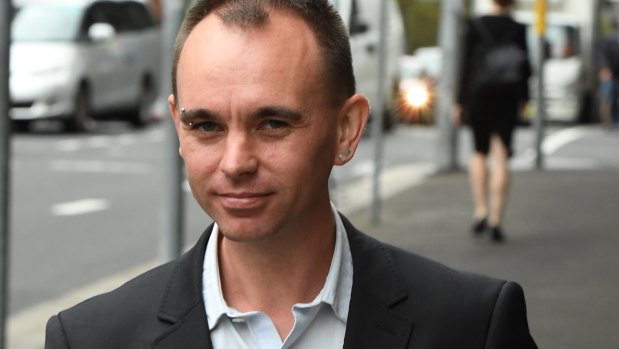 Bryn Hutchinson leaves the District Court in Sydney on Monday.