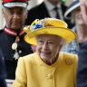 Queen Elizabeth at the opening of a rail line named in her honour.