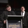 Winner of the Restaurant of the Year Award Chayse and Blayne Bertoncello from O.My at the Good Food Guide Awards ceremony at Melbourne’s Plaza Ballroom. 