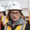 Premier Jacinta Allan announcing a tunnelling contract for the Suburban Rail Loop on Monday.