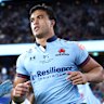 Waratahs star Joseph Aukuso-Suaalii takes the field.