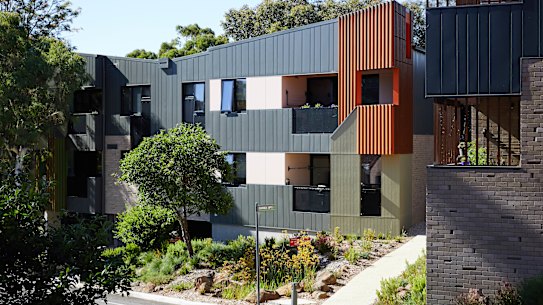 To ensure the views of the bushland setting are maximised, windows and balconies are ‘cranked’.