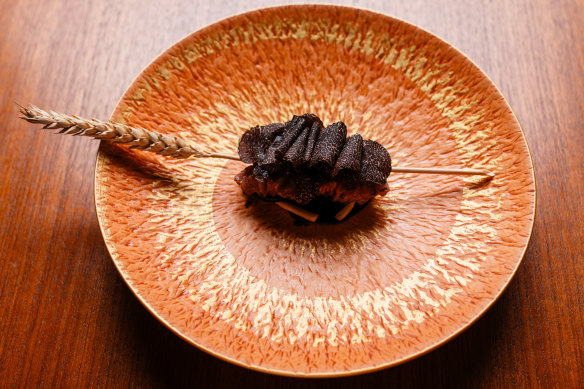 Kagoshima A5 wagyu kushiyaki with red miso and Western Australian truffle.