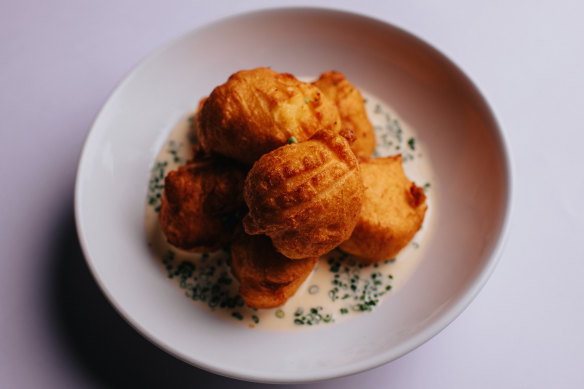 Pommes de terre lorette (fried mashed potato mixed with choux dough) are like soft tater tots.