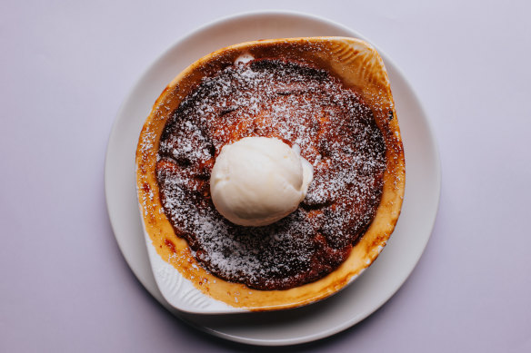 Quebecois pudding chomeur with maple caramel at Bistro Grenier.