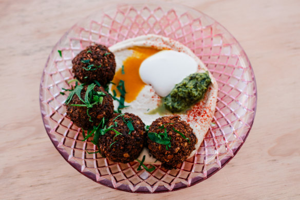 Fresh falafel with hummus at Queen Ester.