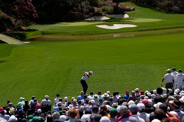 Cameron Smith tees off towards the 12th green at Augusta National in 2022.