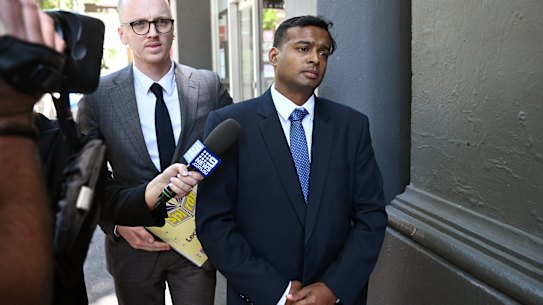David Maria Anthony Rayan leaving Melbourne Magistrates’ Court on Friday.
