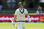 Australia’s Steve Smith reacts as he walks off the field after his dismissal on day five.