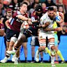 Josh Lord of the Chiefs attempts to break away at Suncorp Stadium.