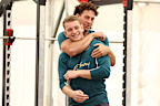 Mark Nawaqanitawase and Max Jorgensen during a Wallabies training session.