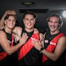Essendon’s 2025 first-round selections, Jacob Farrow, Sullivan Robey, and Dyson Sharp.