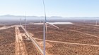 An aerial view of wind turbines in Port Augusta, South Australia.
