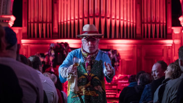 Charlemagne Palestine performs at the Hobart Town Hall for Dark Mofo.