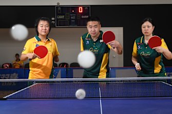 Australiaâs former Chinese competitors:  Yang Qian, Ma Lin and Lei Lina.