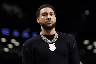 Ben Simmons will support his teammates from the bench when Brooklyn play the 76ers in Philadelphia.