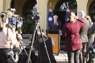 The Prime Minister addresses the media at one of the many press conferences held by politicians and health experts this year.