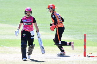 Nicole Bolton walks after being bowled by Alana King.